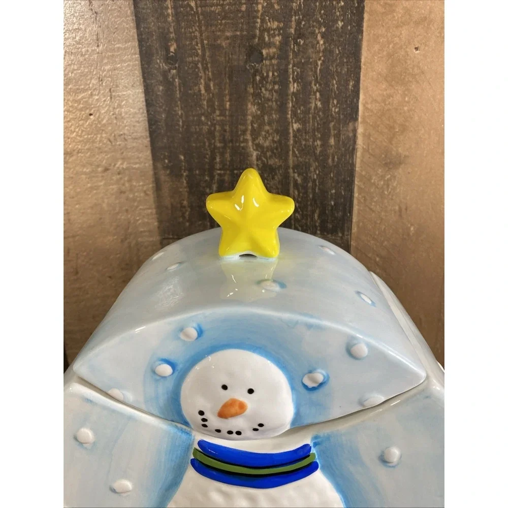 Snowman Ceramic Cookie Great Jar by Design PAC Inc. Christmas Holiday Snow Vtg